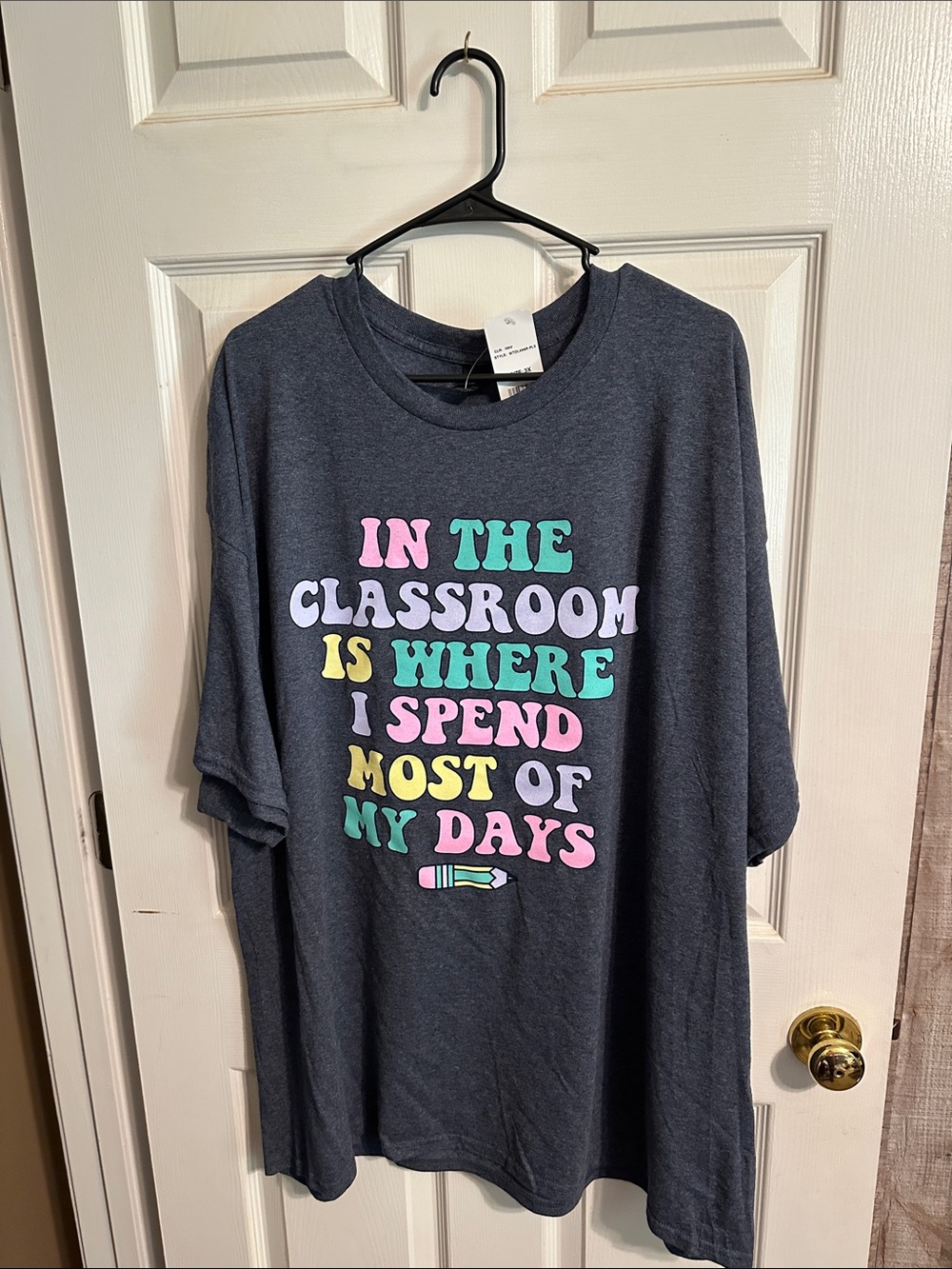 Gildan Charcoal Short Sleeve Tee with Pastel Classroom Graphic